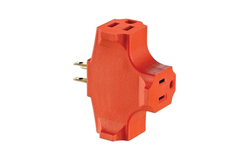 LEVITON Leviton 003-00694-000 Outlet Adapter, 2 -Pole, 15 A, 125 V, 3 -Outlet, NEMA: NEMA 5-15R, Orange