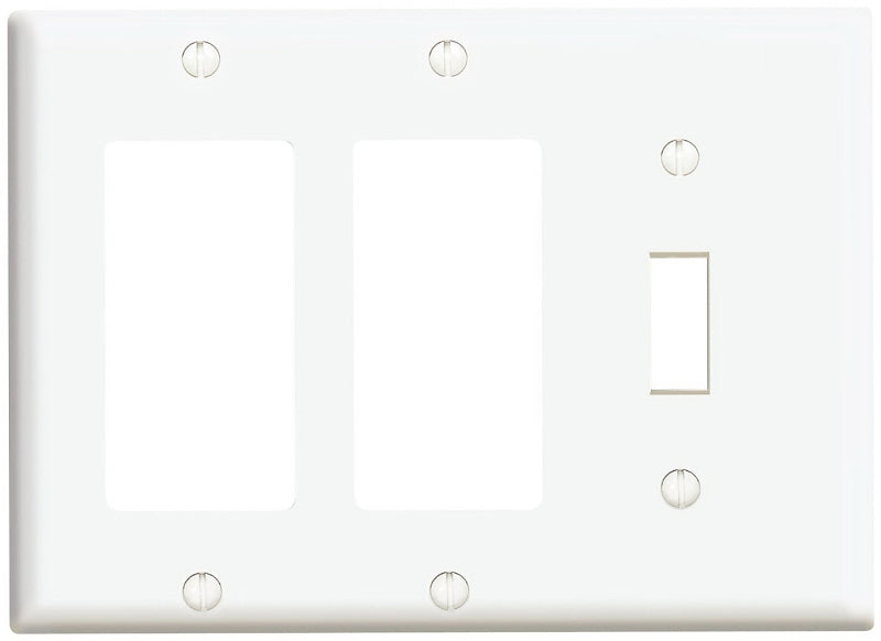 LEVITON Leviton 80431/003 Combination Wallplate, 4-1/2 in L, 6-3/8 in W, Standard, 3-Gang, Thermoset Plastic, White ELECTRICAL LEVITON