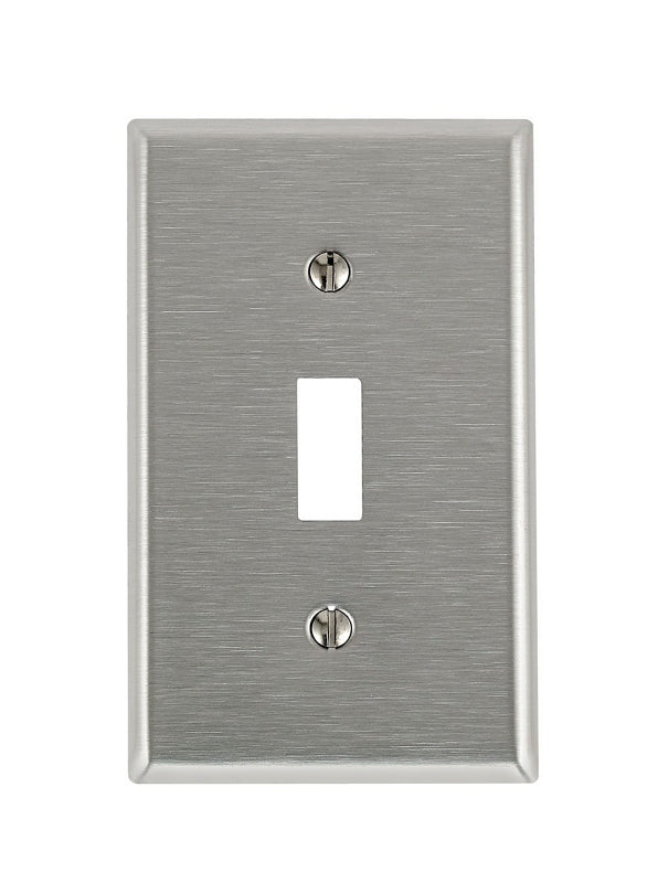 LEVITON Leviton 003-84001-000 Wallplate, 4-1/2 in L, 2-3/4 in W, 1 -Gang, 430 Stainless Steel, Stainless Steel, Satin ELECTRICAL LEVITON