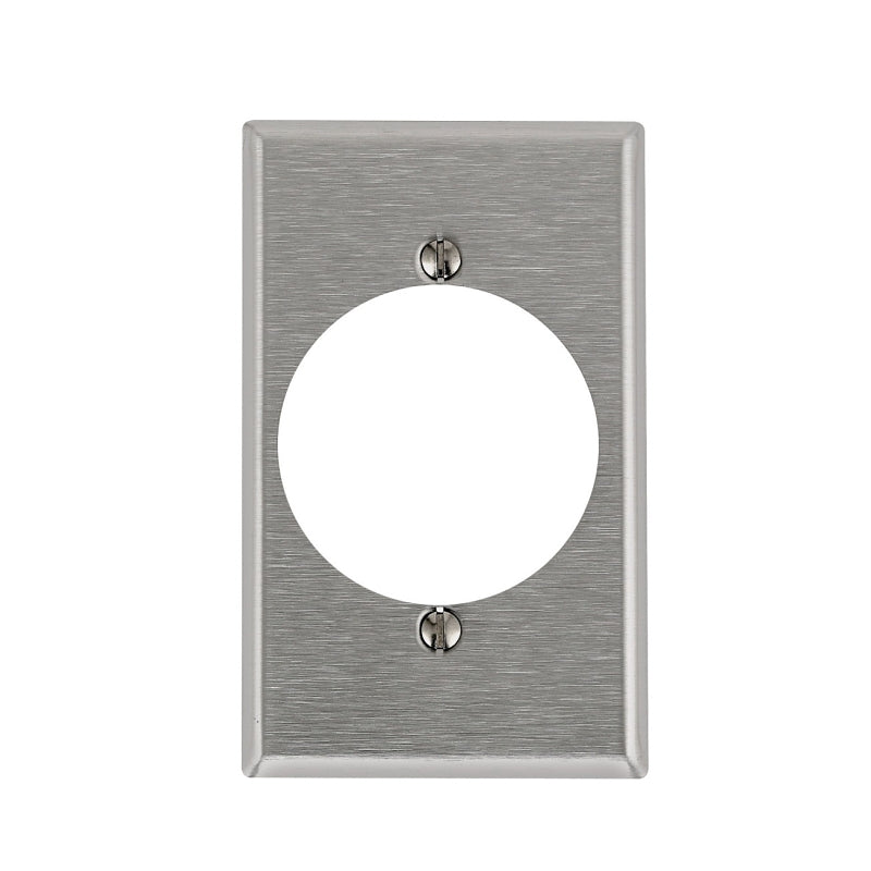 LEVITON Leviton 84028 Wallplate, 4-1/2 in L, 2-3/4 in W, 1 -Gang, 430 Stainless Steel, Silver, Brushed Stainless Steel