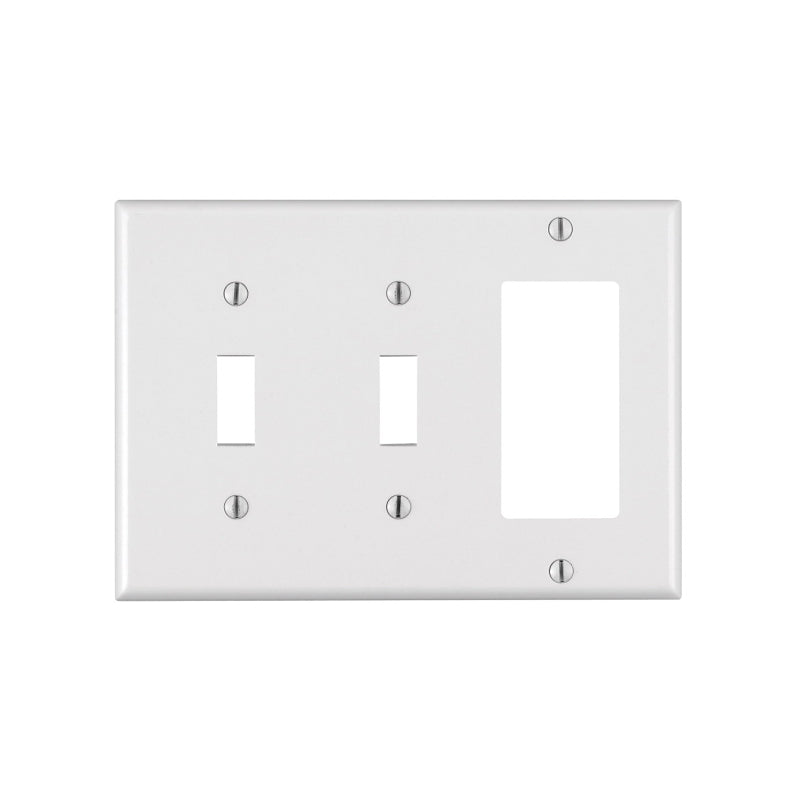 LEVITON Leviton 80421-W Combination Wallplate, 4-1/2 in L, 6-3/8 in W, Standard, 3-Gang, Thermoset Plastic, White, Smooth
