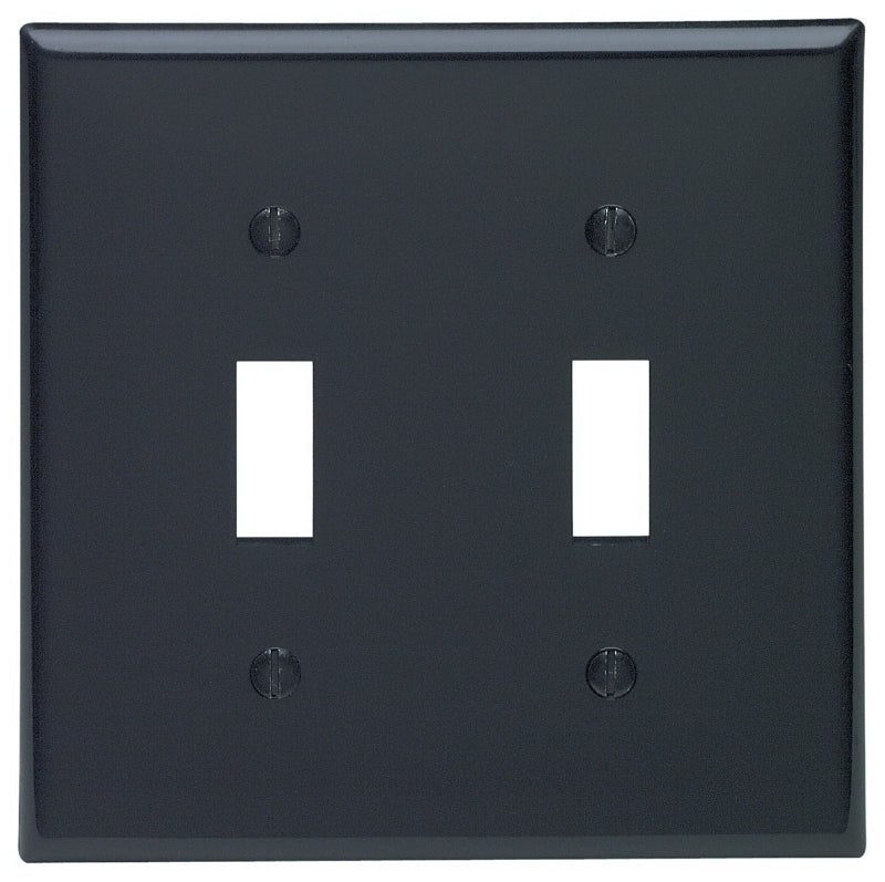 LEVITON Leviton 005-80709-00E Non-Metallic Wallplate, 4-1/2 in L, 2-3/4 in W, 2 -Gang, Nylon, Black, Smooth