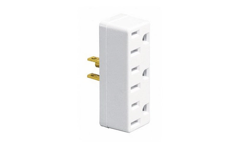 LEVITON Leviton 007-00697-00W Triple Tap Outlet Adapter, 2 -Pole, 15 A, 125 V, 3 -Outlet, NEMA: NEMA 5-15R, 1-15R, White