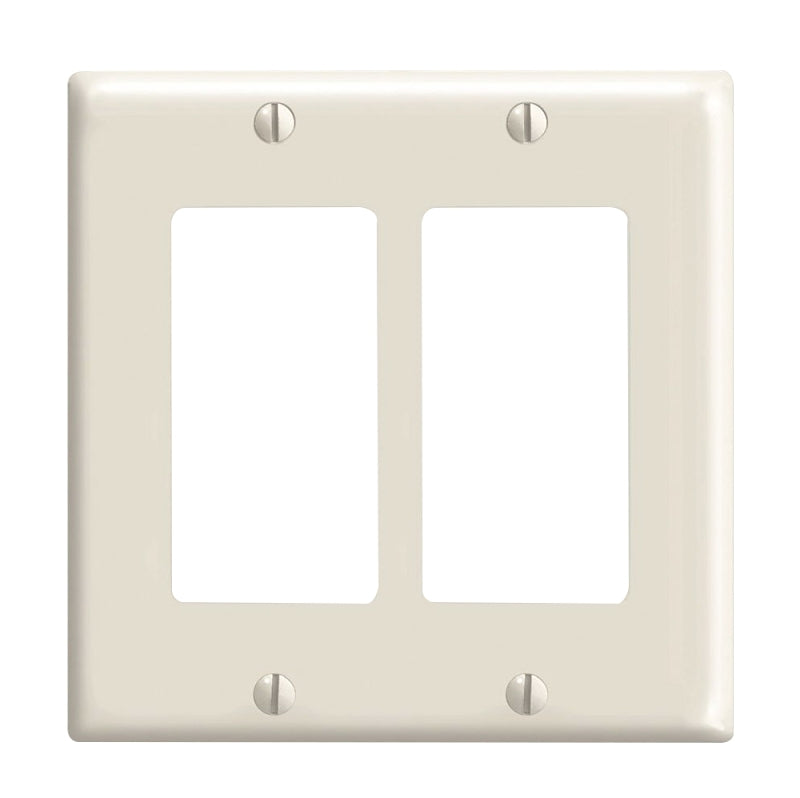 LEVITON Leviton 80409-T Wallplate, 4-1/2 in L, 4.56 in W, 2-Gang, Thermoset Plastic, Light Almond, Smooth ELECTRICAL LEVITON