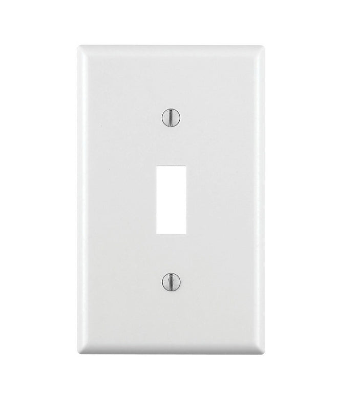 LEVITON Leviton 020-88001-000 Non-Metallic Wallplate, 4-1/2 in L, 2-3/4 in W, 1 -Gang, Thermoset, White, Smooth