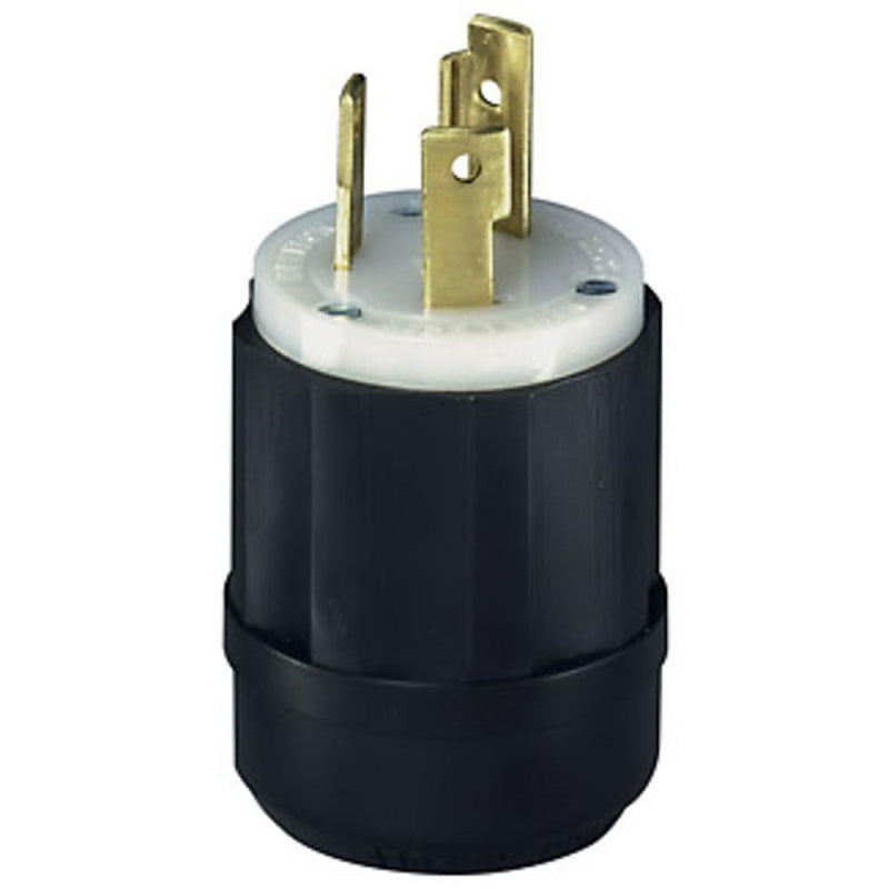 LEVITON Leviton 021-02611-0PB Electrical Plug, 2 -Pole, 30 A, 125 V, NEMA: NEMA L5-30P, Black/White