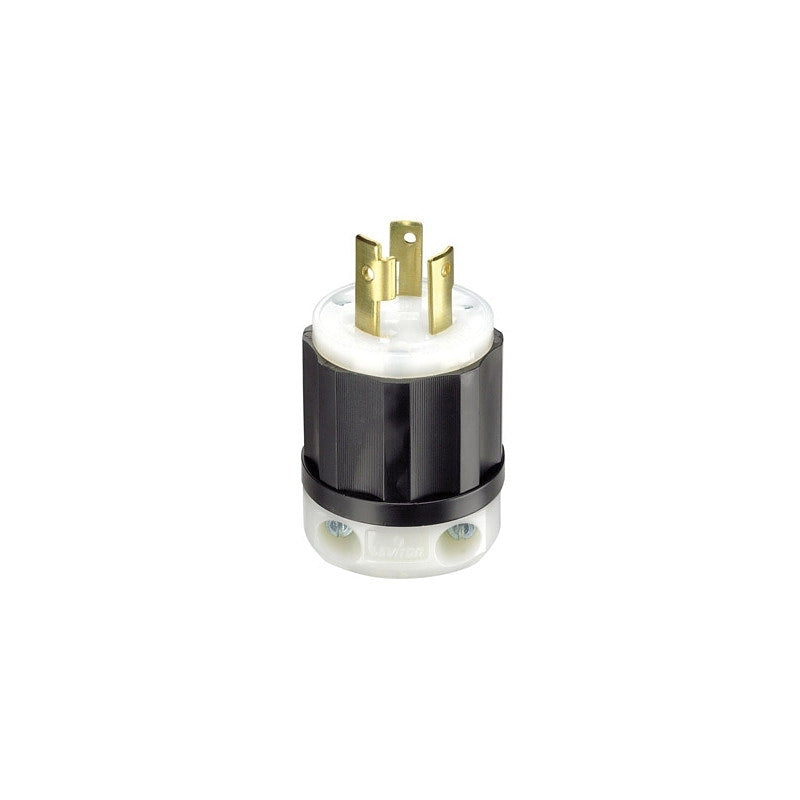 LEVITON Leviton 021-02621-0PB Electrical Plug, 2 -Pole, 30 A, 250 V, NEMA: NEMA L6-30P, Black/White