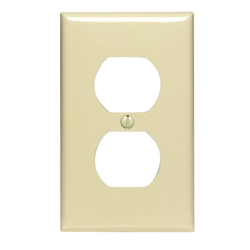 LEVITON Leviton 80703-I Receptacle Wallplate, 4-1/2 in L, 2-3/4 in W, Standard, 1 -Gang, Nylon, Ivory, Surface Mounting