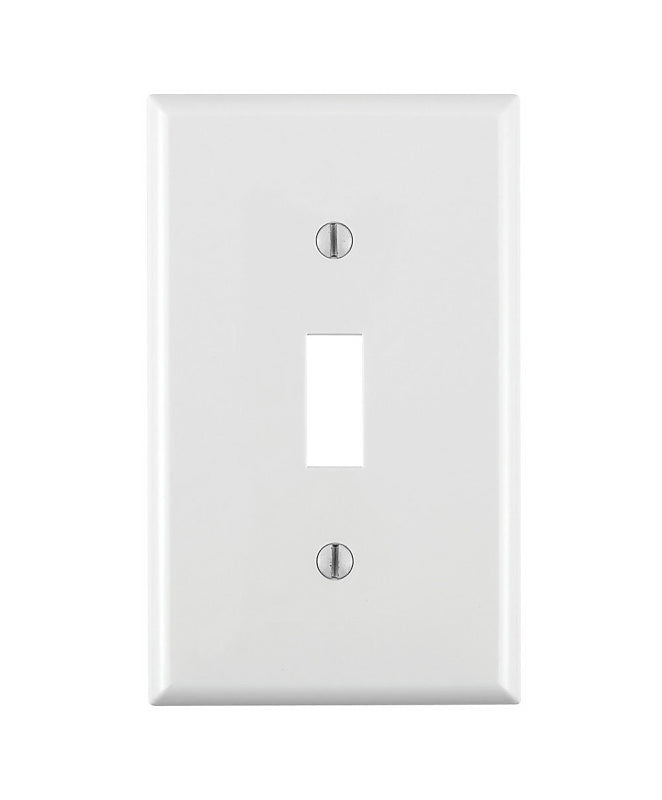 LEVITON Leviton 022-80701-00W Non-Metallic Wallplate, 4-1/2 in L, 2-3/4 in W, 1 -Gang, Nylon, White, Smooth