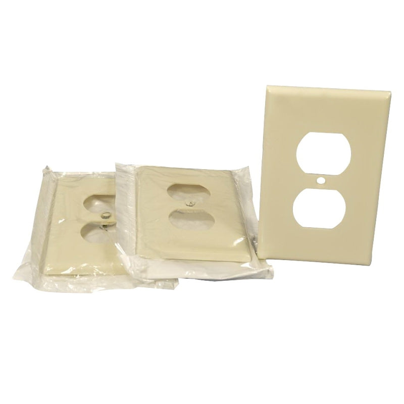 LEVITON Leviton 80503-T Receptacle Wallplate, 4-7/8 in L, 3-1/8 in W, Midway, 1 -Gang, Plastic, Light Almond