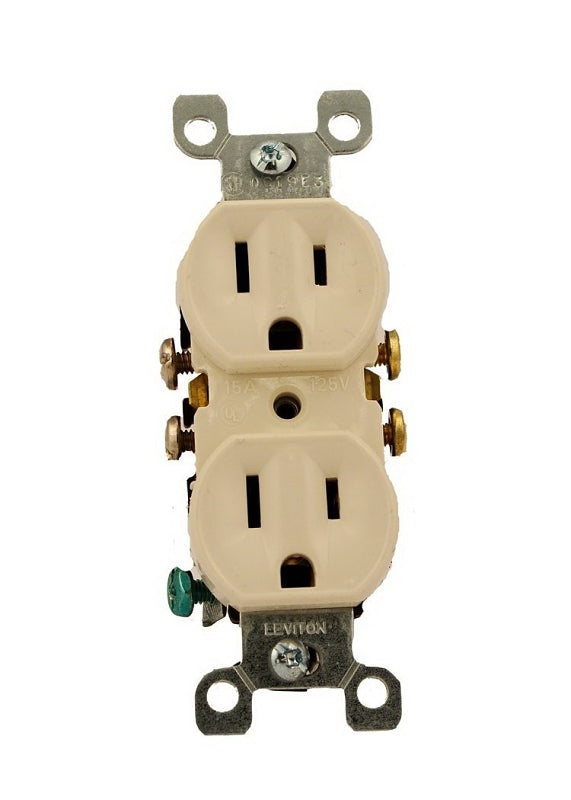 LEVITON Leviton 216-05320-TCP Duplex Receptacle, Thermoplastic, Light Almond, 2-Pole, Push-In, Side Wiring, 14 to 12 AWG Wire ELECTRICAL LEVITON