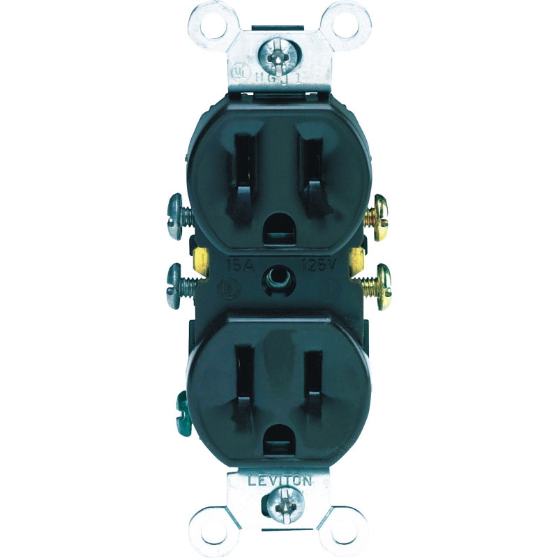 LEVITON Leviton 302-05320-0CP Duplex Receptacle, Thermoplastic, Brown, 2-Pole, 15 A, 125 V, Push-In, Side Wiring, Wall Mounting