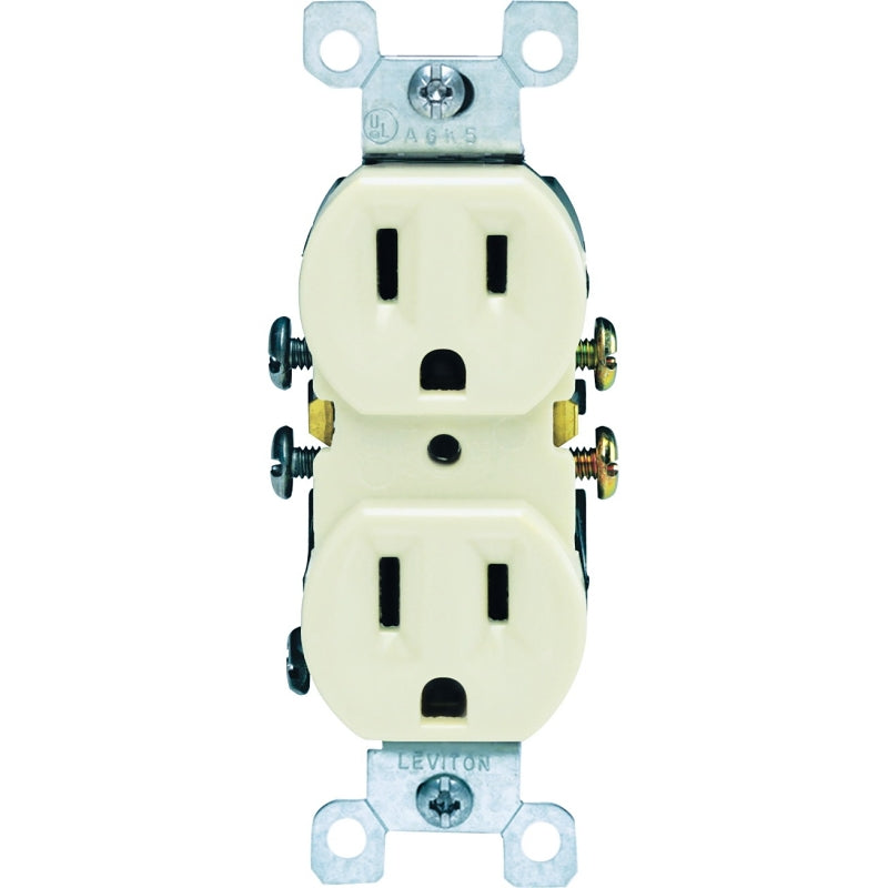 LEVITON Leviton 303-05320-ICP Duplex Receptacle, Thermoplastic, Ivory, 2-Pole, 15 A, 125 V, Push-In, Side Wiring, 3-Wire