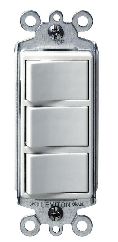 LEVITON Leviton C22-01755-00W Rocker Switch, 15 A, 120 V, SPST, Lead Wire Terminal, Thermoplastic Housing Material, White