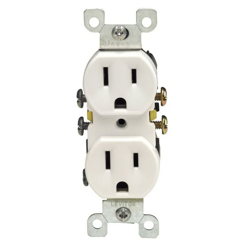 LEVITON Leviton M24-05320-WMP Duplex Receptacle, Thermoplastic, White, 2-Pole, 125 V, Push-In, Side Wiring, 14 AWG Wire ELECTRICAL LEVITON
