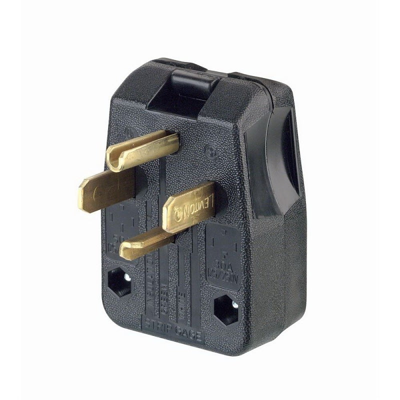 LEVITON Leviton R50-00275-00T Electrical Plug, Angled, Dual Power, 3/4 to 1-1/8 in, 3-Pole, 30/50 A, 125/250 V, Black ELECTRICAL LEVITON