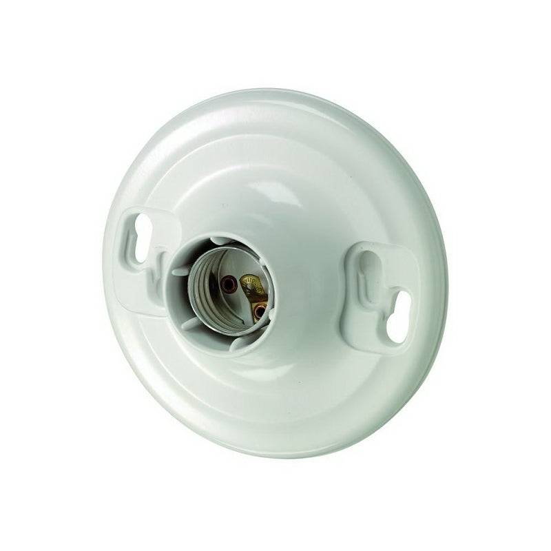 LEVITON Leviton 8829-CW4 Lamp Holder, 1-Circuit, Keyless, 4.5 in W x 2.12 in D x 4.5 H Dimensions, 600 V, 660 W, White ELECTRICAL LEVITON