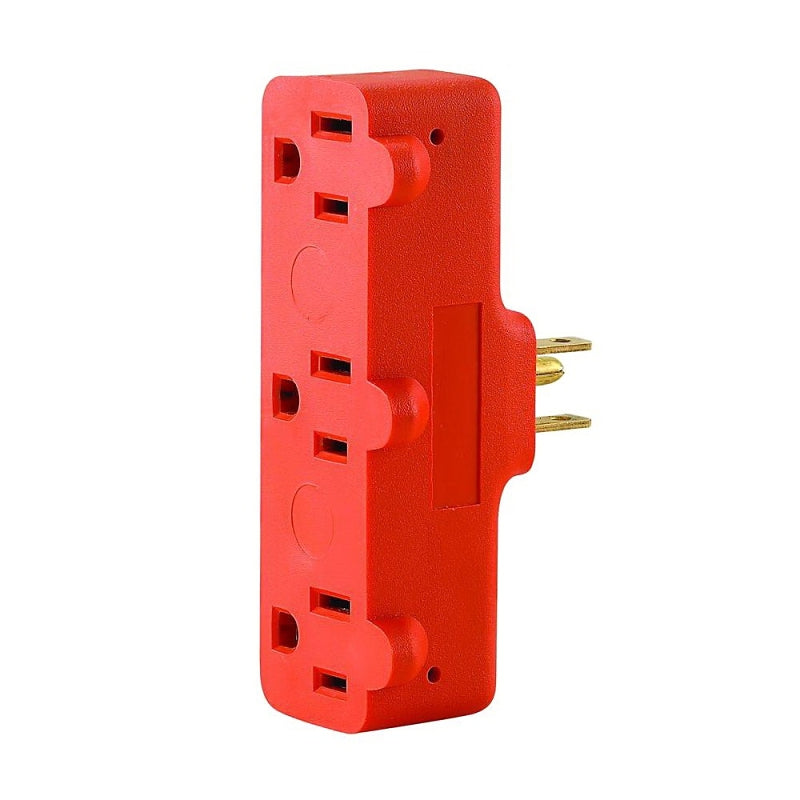 LEVITON Leviton R54-00699-000 Triple Tap Outlet Adapter, 2 -Pole, 15 A, 125 V, 3 -Outlet, NEMA: NEMA 5-15R, Orange