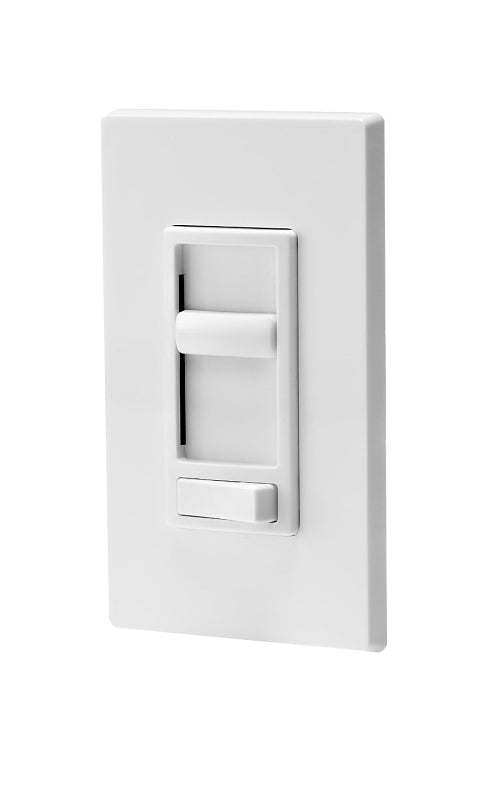 LEVITON Leviton C32-06674-P0W Slide Dimmer, 120 V, 600/150 W, CFL, Incandescent, LED Lamp, 3-Way, White ELECTRICAL LEVITON