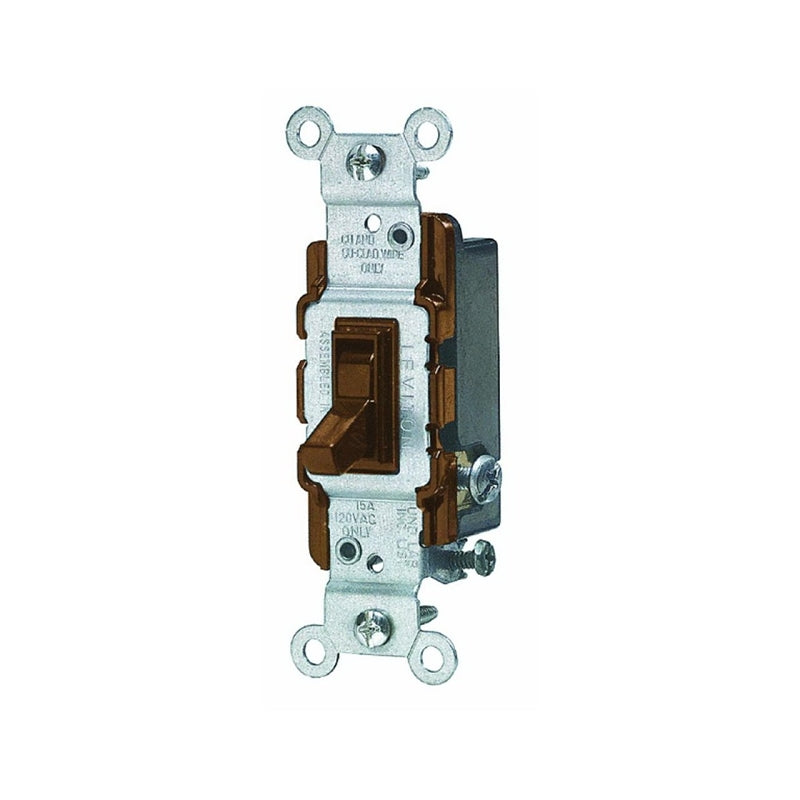 LEVITON Leviton S01-01453-2IS Series Toggle Switch, Ivory, 15 A, 120 V, 3-Position, Push-In Terminal ELECTRICAL LEVITON