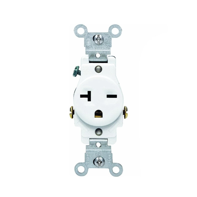 LEVITON Leviton S02-05821-0WS Single Receptacle, 2 -Pole, 250 V, 20 A, White ELECTRICAL LEVITON