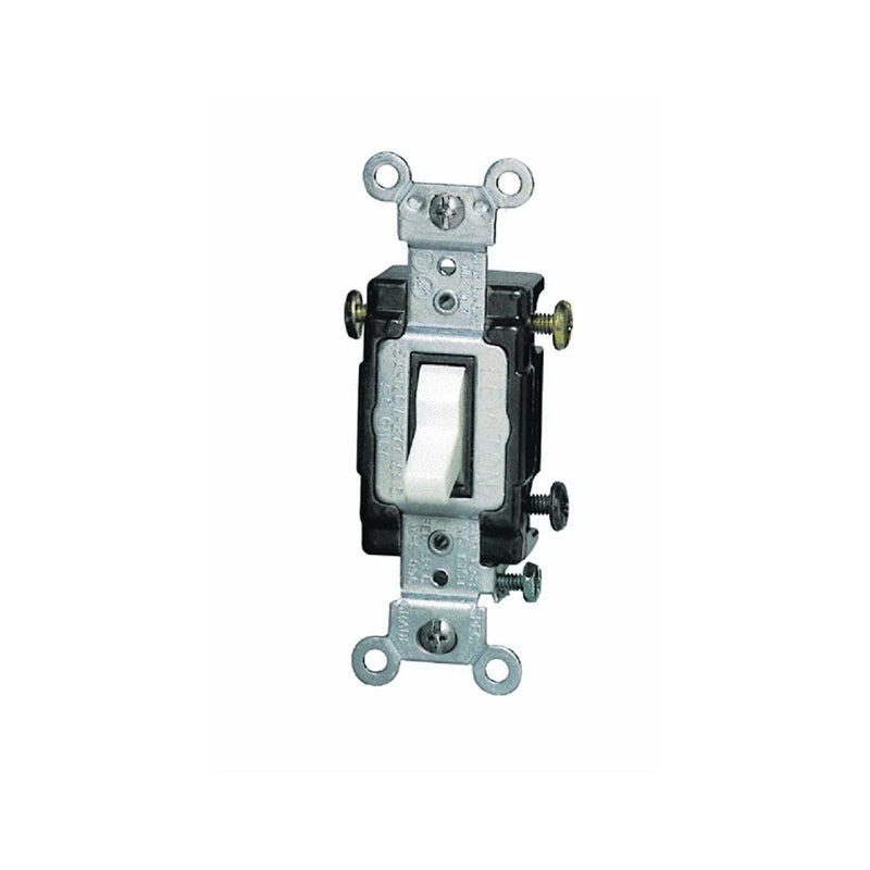 LEVITON Leviton S08-CS315-2WS Series Toggle Switch, White, 1-Poles, 15 A, 120/277 V, Thermoplastic Housing Material ELECTRICAL LEVITON