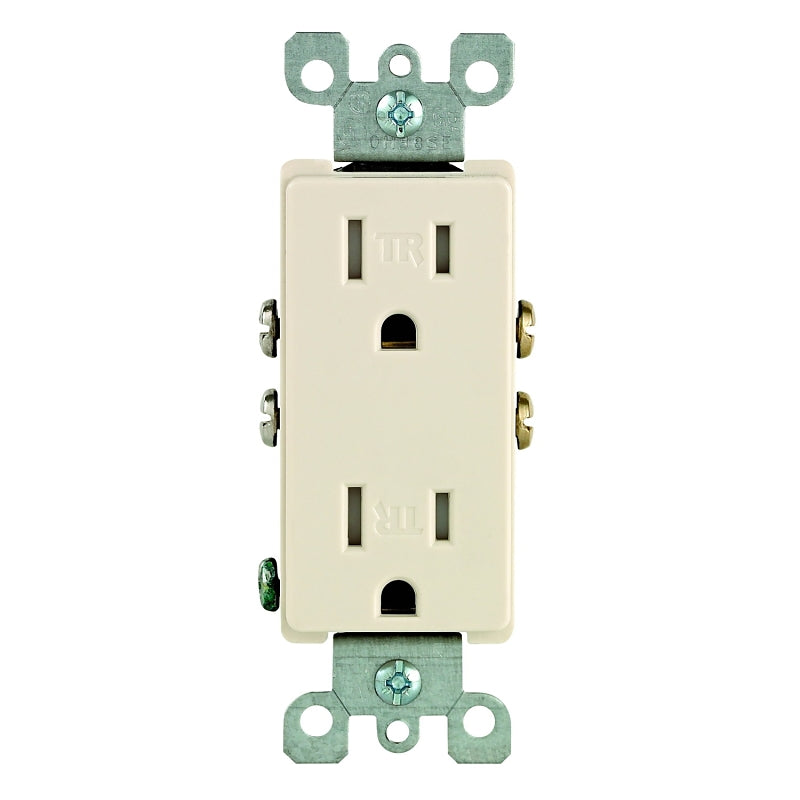 LEVITON Leviton S04-T5325-00T Duplex Receptacle, Thermoplastic, Light Almond, 2-Pole, 15 A, 125 V, 14 AWG Wire