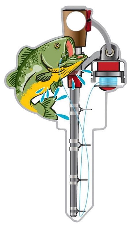 LUCKY LINE Lucky Line Key Shapes Series B117K Key Blank, Fishing Pole, Brass, Enamel-Coated, For: Kwikset Locks