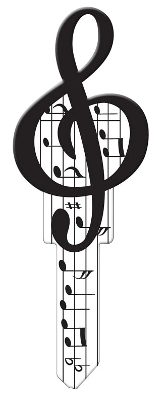 LUCKY LINE Lucky Line Key Shapes Series B125S Key Blank, Music, Brass, Enamel-Coated, For: Schlage Locks