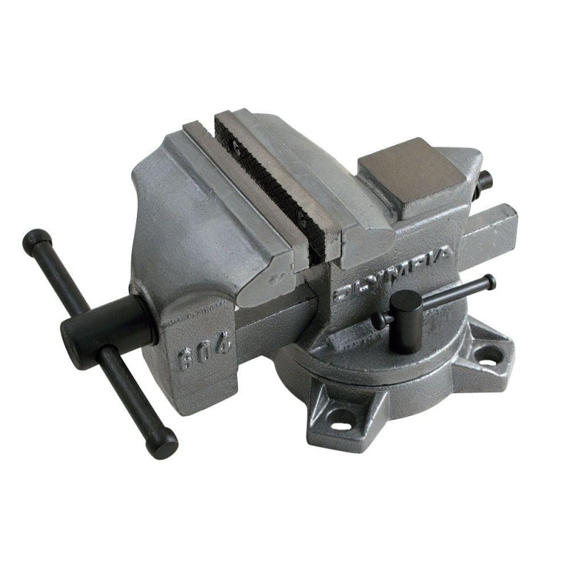 OLYMPIA TOOLS Olympia Tools 38-604 Bench Vise, 4 in Jaw Opening, 4 in W Jaw, 2 in D Throat, Iron, Heavy-Duty Permanent Pipe Jaw TOOLS OLYMPIA TOOLS