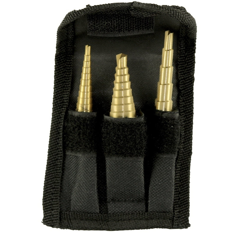 WILMAR Wilmar W9003 Step Drill Set, 3-Piece, Steel, Titanium Nitride-Coated