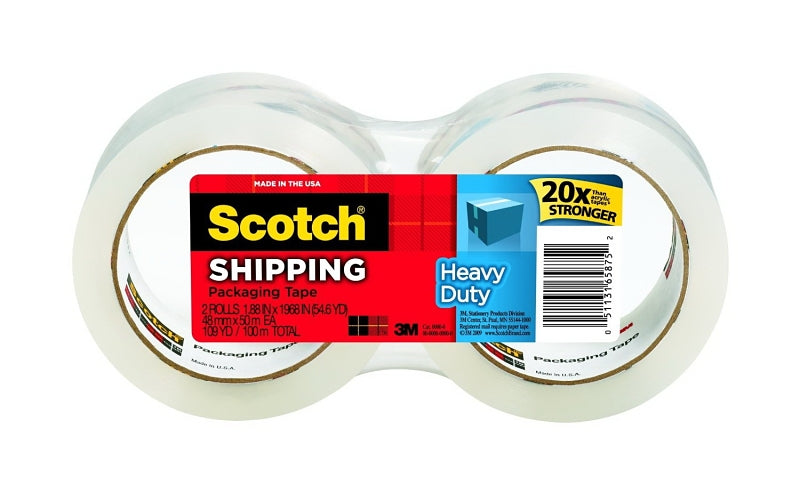 SCOTCH Scotch 3850-2 Series Packaging Tape, Hot Melt Adhesive, 54.6 yd L, Clear, 1.88 in W PAINT SCOTCH