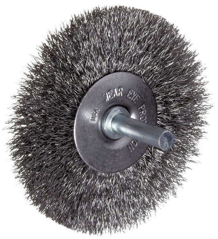 WEILER Weiler 36011 Wire Wheel Brush, 3 in Dia, 1/4 in Arbor/Shank, Crimped Bristle, 0.014 in Dia Bristle TOOLS WEILER