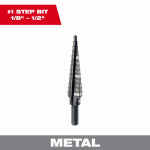 MILWAUKEE Milwaukee 48-89-9201 Step Drill Bit, 1/8 to 1/2 in Dia, 3-7/64 in OAL, 2-Flute, 1/4 in Dia Shank, Flat Shank TOOLS MILWAUKEE