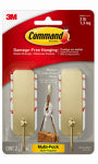 COMMAND 3M 17034BR-2ES Medium Hook, 2-Hook, Brass, Satin HARDWARE & FARM SUPPLIES COMMAND