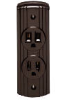 LEVITON MFG CO Double Ground Surface Outlet, NEMA 5-15R, Brown ELECTRICAL LEVITON MFG CO