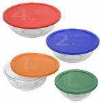 FOODSERVICES BRAND GROUP, LLC Mixing Bowl Set, Colored Lids, 8-Pc. HOUSEWARES FOODSERVICES BRAND GROUP, LLC