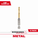 MILWAUKEE ELECTRIC TOOL CORP Shockwave Red Helix Titanium Impact Drill Bits, 1/8 In., 5-Pk. TOOLS MILWAUKEE ELECTRIC TOOL CORP