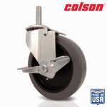 SHEPHERD HDWE. PROD., LLC. 4 in. Gray TPR and Steel Swivel Threaded Stem Caster with Locking Brake HARDWARE & FARM SUPPLIES SHEPHERD HDWE. PROD., LLC.