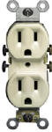 LEVITON MFG CO Residential-Grade Grounding Duplex Receptacle, Ivory, 15A, 125 Volt