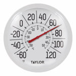 TAYLOR PRECISION PRODUCTS White Outdoor Dial Thermometer, 8-In.