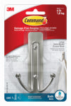 COMMAND Command BATH36-SN-ES Large Double Bath Hook, 4 lb, 1-Hook, Metal/Plastic, Satin Nickel HOUSEWARES COMMAND