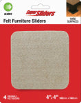 SHEPHERD HDWE. PROD., LLC. Super Sliders 4" Felt Sliders Square Beige 4 Pack.