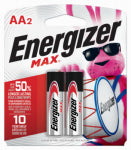 ENERGIZER BATTERY Energizer E91 Series E91BP-2 Battery, 1.5 V Battery, 2850 mAh, AA Battery, Alkaline, Manganese Dioxide, Zinc, Silver ELECTRICAL ENERGIZER BATTERY