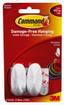 COMMAND Command 17082 Designer Hook, 1/4 in Opening, 1 lb, 2 -Hook, Plastic, White HARDWARE & FARM SUPPLIES COMMAND
