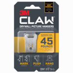3M COMPANY CLAW Drywall Picture Hanger Set, 3 Hangers + 3 Markers, Holds 45-Lbs.