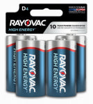 RAYOVAC Rayovac 813-4TK Battery, 1.5 V Battery, D Battery, Alkaline ELECTRICAL RAYOVAC