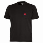 MILWAUKEE ELECTRIC TOOL CORP Gridiron Pocket T-Shirt, Heavy Duty, Moisture Wicking, Black, M