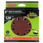 GATOR Gator 4141 Sanding Disc, 5 in Dia, 120 Grit, Fine, Aluminum Oxide Abrasive, Vented, 15/PK TOOLS GATOR