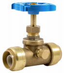 SHARKBITE/CASH ACME Push Fit Stop Valve With Drain, 3/4 In.